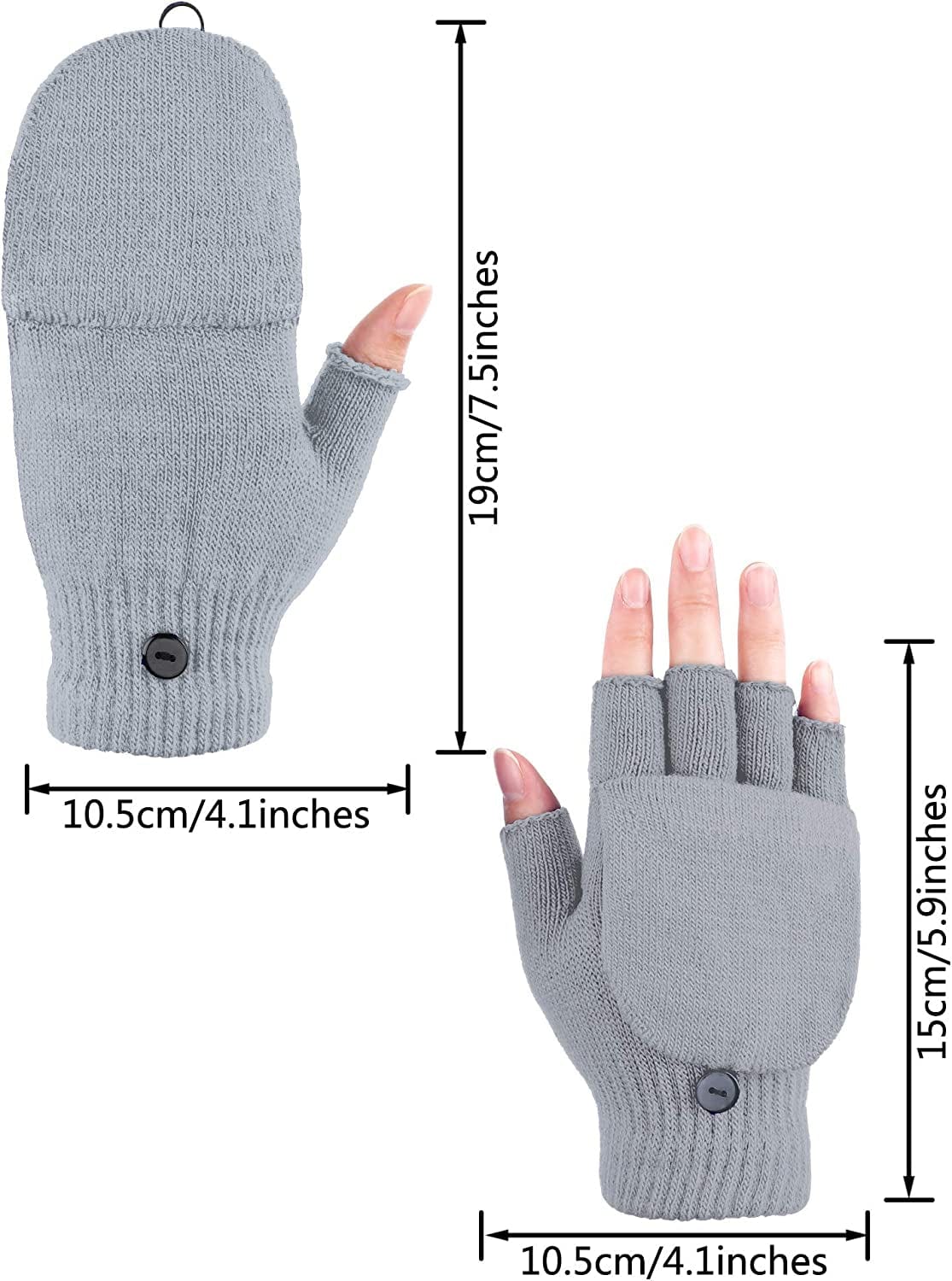 6 Pairs Women Winter Flip Gloves Convertible Mittens Thick Knitted Half Finger Gloves with Cover Apparel & Accessories > Clothing Accessories > Gloves & Mittens SATINIOR   