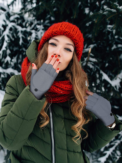 6 Pairs Women Winter Flip Gloves Convertible Mittens Thick Knitted Half Finger Gloves with Cover Apparel & Accessories > Clothing Accessories > Gloves & Mittens SATINIOR   