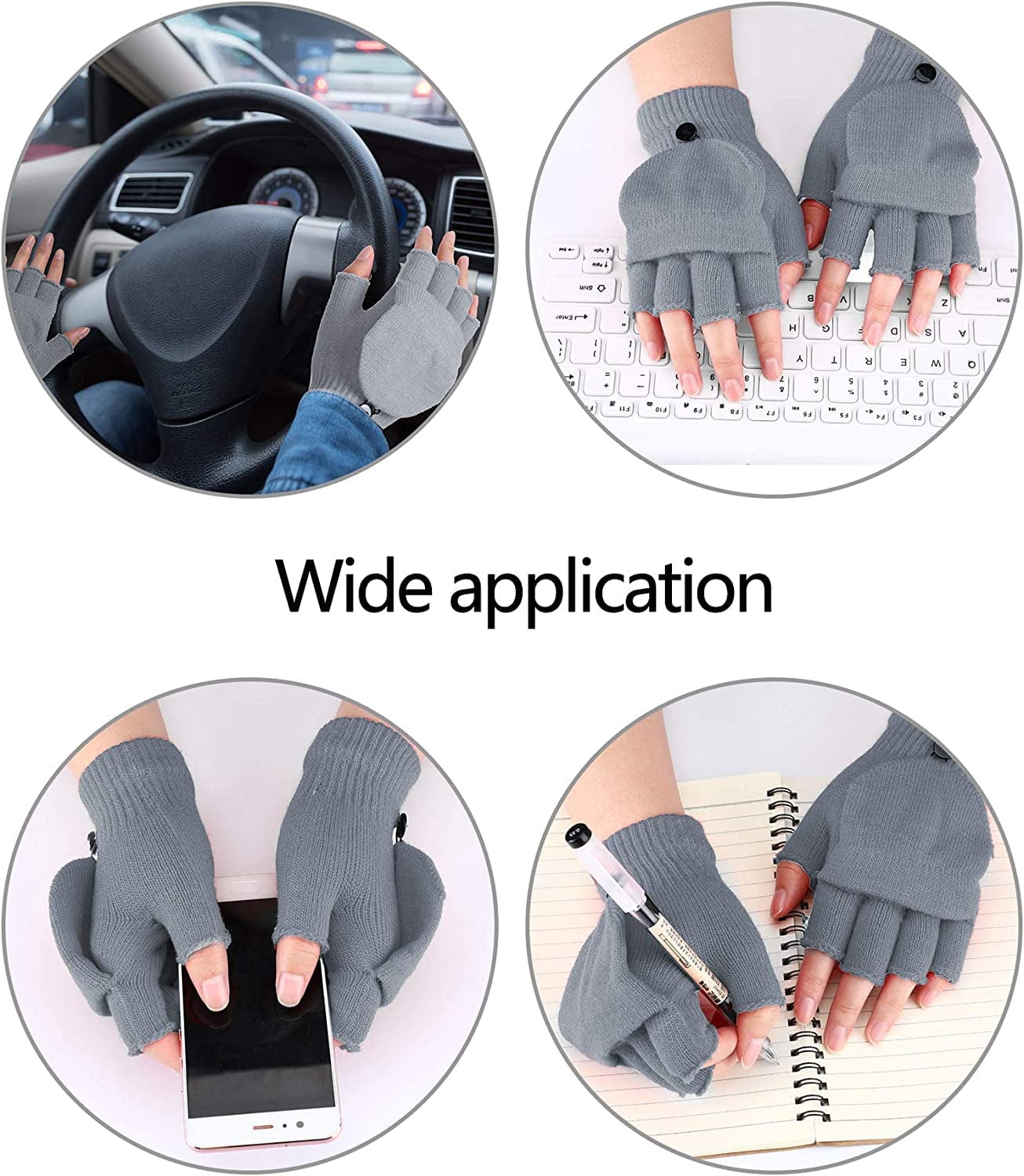 6 Pairs Women Winter Flip Gloves Convertible Mittens Thick Knitted Half Finger Gloves with Cover Apparel & Accessories > Clothing Accessories > Gloves & Mittens SATINIOR   