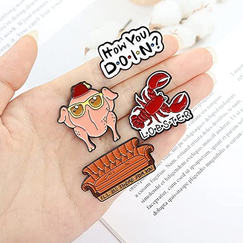 6 PCS Friends TV Show Enamel Pins,Friends TV Show Brooch Pins Gift Badges Set Enamel Lapel Pin for Sweater Backpacks Hats Bags Jackets Decoration