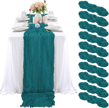 6 Pcs Sage Green Cheesecloth Table Runner 10FT, Gauze Table Runner for Wedding Reception Sheer Bridal Shower Birthday Party Boho Table Decoration, Rustic Romantic Wedding Runner
