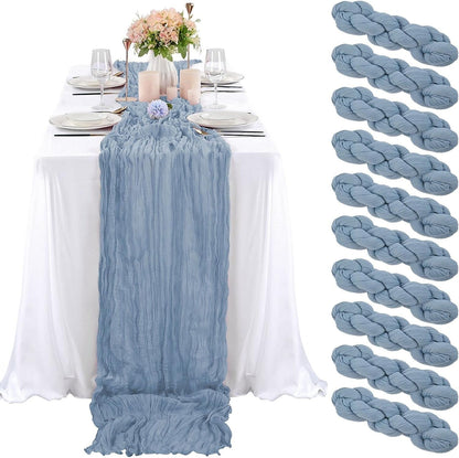 6 Pcs Sage Green Cheesecloth Table Runner 10FT, Gauze Table Runner for Wedding Reception Sheer Bridal Shower Birthday Party Boho Table Decoration, Rustic Romantic Wedding Runner