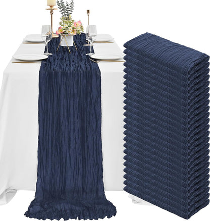 6 Pcs Sage Green Cheesecloth Table Runner 10FT, Gauze Table Runner for Wedding Reception Sheer Bridal Shower Birthday Party Boho Table Decoration, Rustic Romantic Wedding Runner
