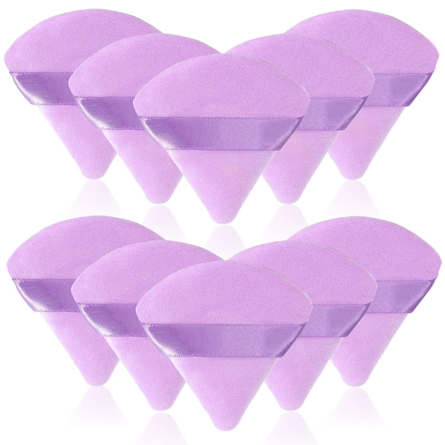 6 Pcs Soft Face Makeup Triangle Powder Puff,Beauty Loose Velour Puff with Strap,Under Eye Contouring Body Cosmetic Foundation Sponge Mineral Wet Dry Powder Puffs for Face Powder Tool (Rose Red) Health & Beauty > Personal Care > Cosmetics > Cosmetic Tools > Makeup Tools BrainKer B# 10 Pcs Purple  