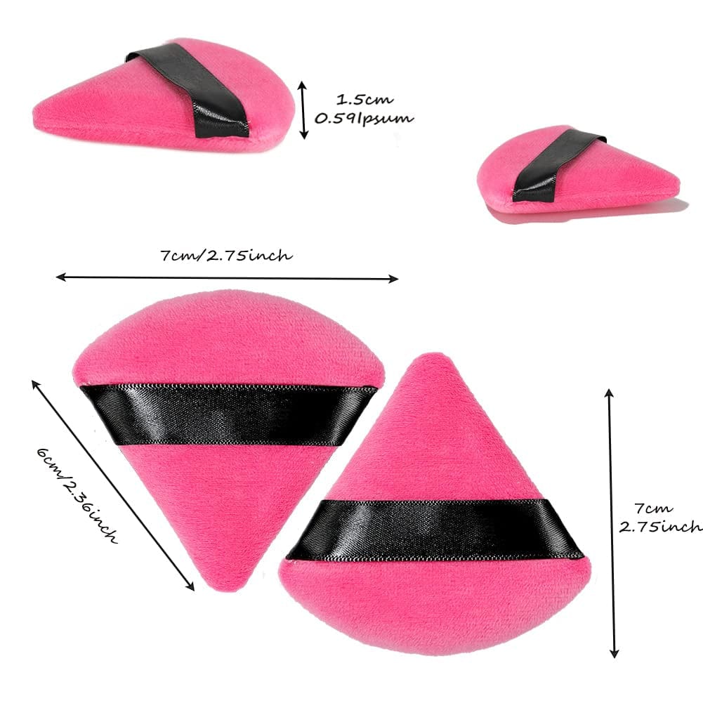 6 Pcs Soft Face Makeup Triangle Powder Puff,Beauty Loose Velour Puff with Strap,Under Eye Contouring Body Cosmetic Foundation Sponge Mineral Wet Dry Powder Puffs for Face Powder Tool (Rose Red) Health & Beauty > Personal Care > Cosmetics > Cosmetic Tools > Makeup Tools BrainKer   