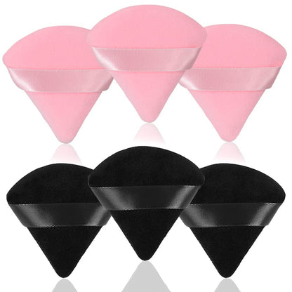 6 Pcs Soft Face Makeup Triangle Powder Puff,Beauty Loose Velour Puff with Strap,Under Eye Contouring Body Cosmetic Foundation Sponge Mineral Wet Dry Powder Puffs for Face Powder Tool (Rose Red) Health & Beauty > Personal Care > Cosmetics > Cosmetic Tools > Makeup Tools BrainKer A# 6 pcs Black+Pink  