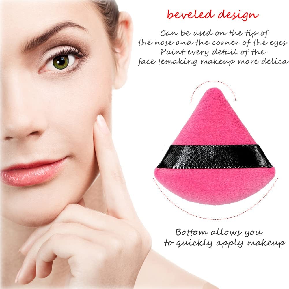 6 Pcs Soft Face Makeup Triangle Powder Puff,Beauty Loose Velour Puff with Strap,Under Eye Contouring Body Cosmetic Foundation Sponge Mineral Wet Dry Powder Puffs for Face Powder Tool (Rose Red) Health & Beauty > Personal Care > Cosmetics > Cosmetic Tools > Makeup Tools BrainKer   