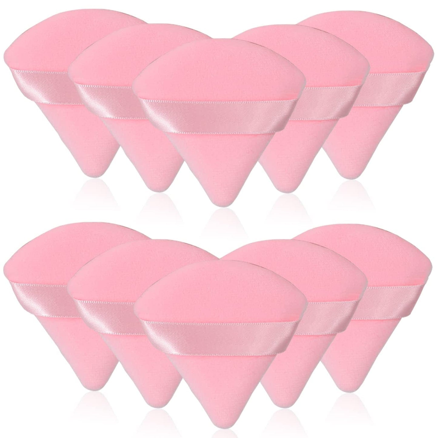 6 Pcs Soft Face Makeup Triangle Powder Puff,Beauty Loose Velour Puff with Strap,Under Eye Contouring Body Cosmetic Foundation Sponge Mineral Wet Dry Powder Puffs for Face Powder Tool (Rose Red) Health & Beauty > Personal Care > Cosmetics > Cosmetic Tools > Makeup Tools BrainKer B# 10 Pcs Pink  