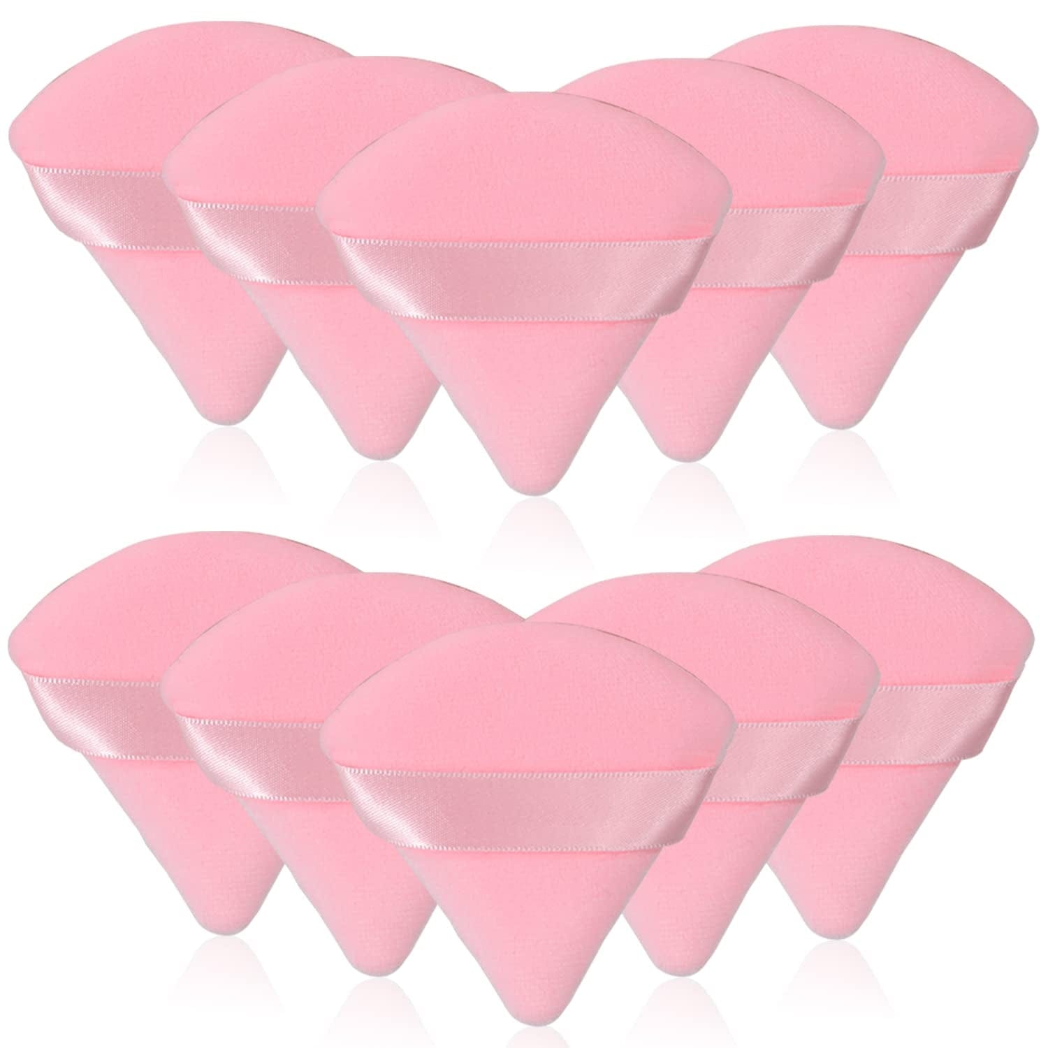 6 Pcs Soft Face Makeup Triangle Powder Puff,Beauty Loose Velour Puff with Strap,Under Eye Contouring Body Cosmetic Foundation Sponge Mineral Wet Dry Powder Puffs for Face Powder Tool (Rose Red) Health & Beauty > Personal Care > Cosmetics > Cosmetic Tools > Makeup Tools BrainKer B# 10 Pcs Pink  