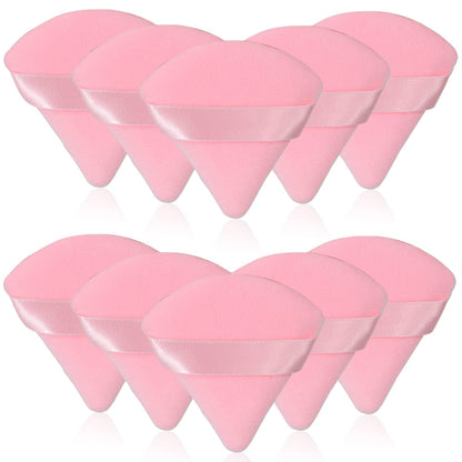 6 Pcs Soft Face Makeup Triangle Powder Puff,Beauty Loose Velour Puff with Strap,Under Eye Contouring Body Cosmetic Foundation Sponge Mineral Wet Dry Powder Puffs for Face Powder Tool (Rose Red) Health & Beauty > Personal Care > Cosmetics > Cosmetic Tools > Makeup Tools BrainKer B# 10 Pcs Pink  
