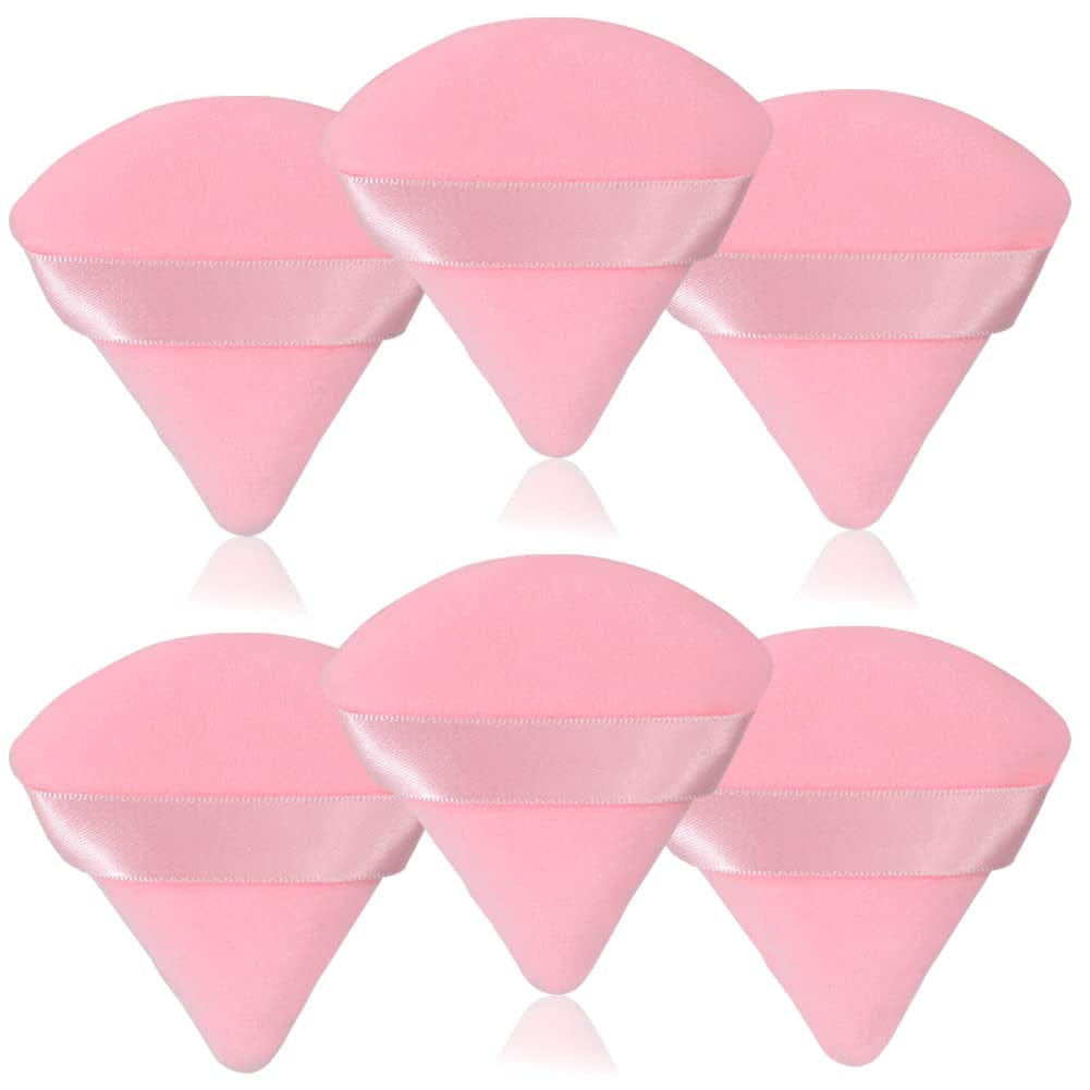 6 Pcs Soft Face Makeup Triangle Powder Puff,Beauty Loose Velour Puff with Strap,Under Eye Contouring Body Cosmetic Foundation Sponge Mineral Wet Dry Powder Puffs for Face Powder Tool (Rose Red) Health & Beauty > Personal Care > Cosmetics > Cosmetic Tools > Makeup Tools BrainKer A# 6 pcs Pink  