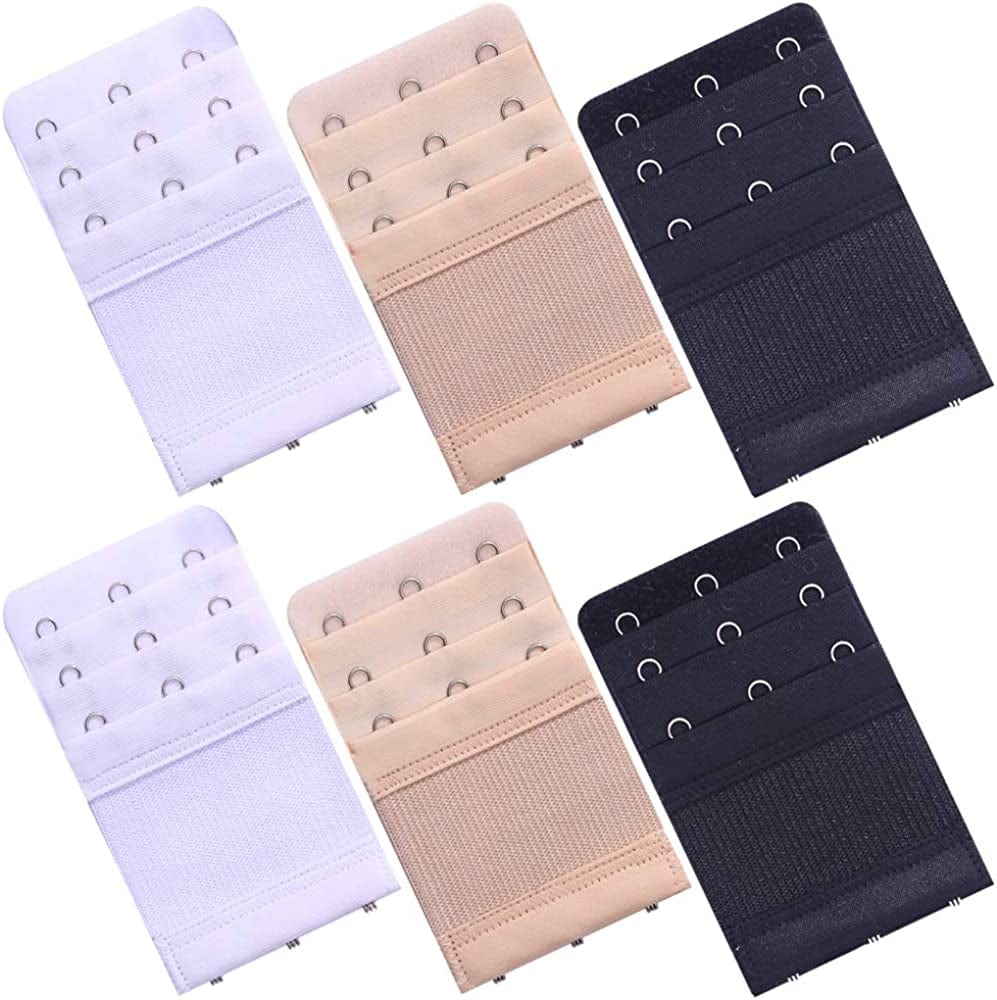 6 Pcs Women'S Bra Extender 2 Hooks/ 3 Hooks/ 4 Hooks Elastic Bra Extension Strap, Bra Lingerie Extenders, White/Black/Beige 3 Hooks
