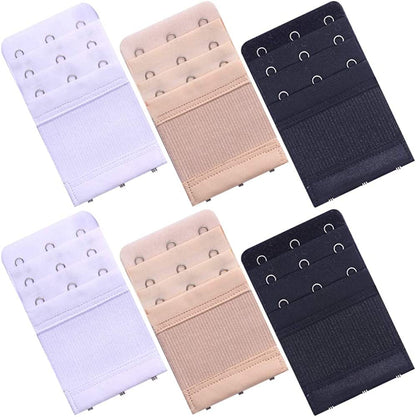 6 Pcs Women'S Bra Extender 2 Hooks/ 3 Hooks/ 4 Hooks Elastic Bra Extension Strap, Bra Lingerie Extenders, White/Black/Beige 3 Hooks