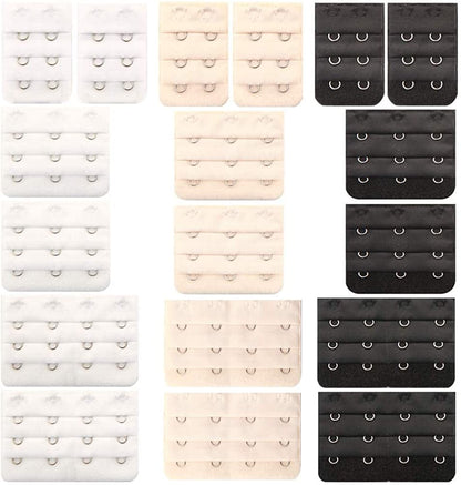 6 Pcs Women'S Bra Extender 2 Hooks/ 3 Hooks/ 4 Hooks Elastic Bra Extension Strap, Bra Lingerie Extenders, White/Black/Beige Color1-18/2/3/4hooks