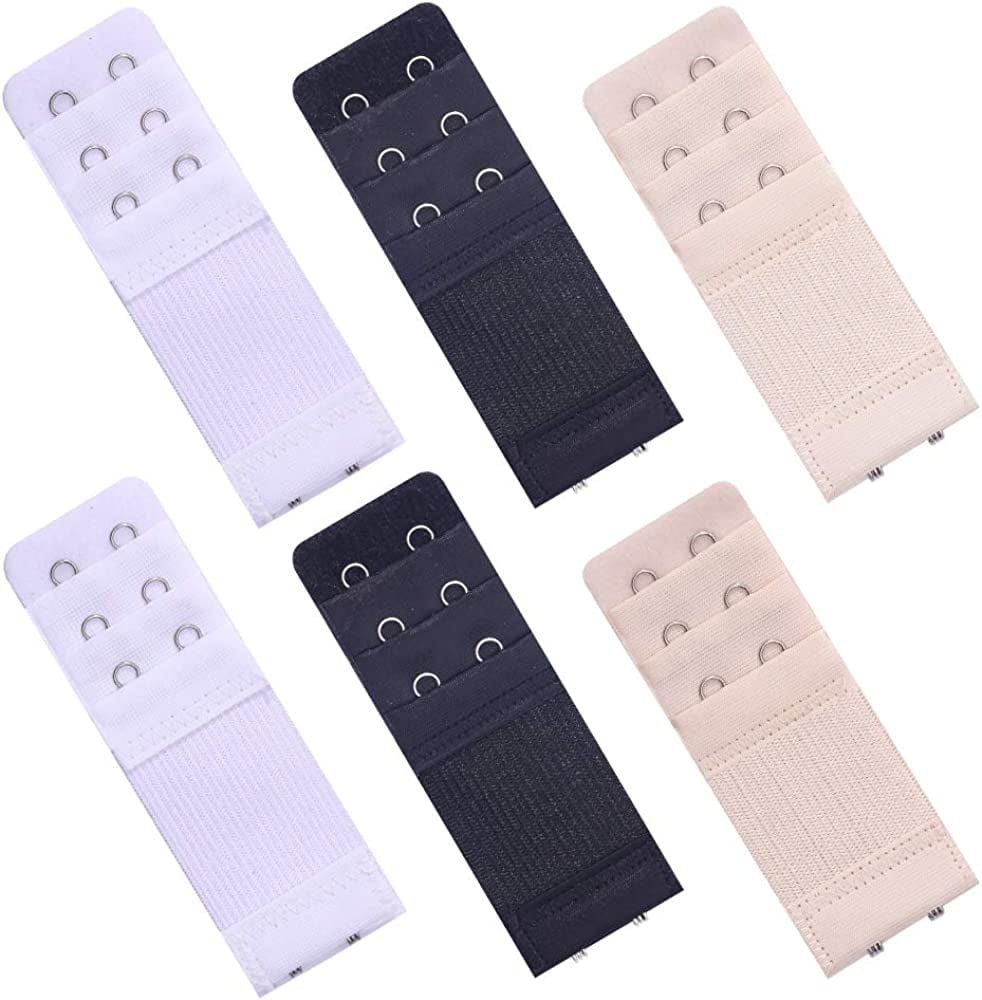 6 Pcs Women'S Bra Extender 2 Hooks/ 3 Hooks/ 4 Hooks Elastic Bra Extension Strap, Bra Lingerie Extenders, White/Black/Beige 2 Hooks