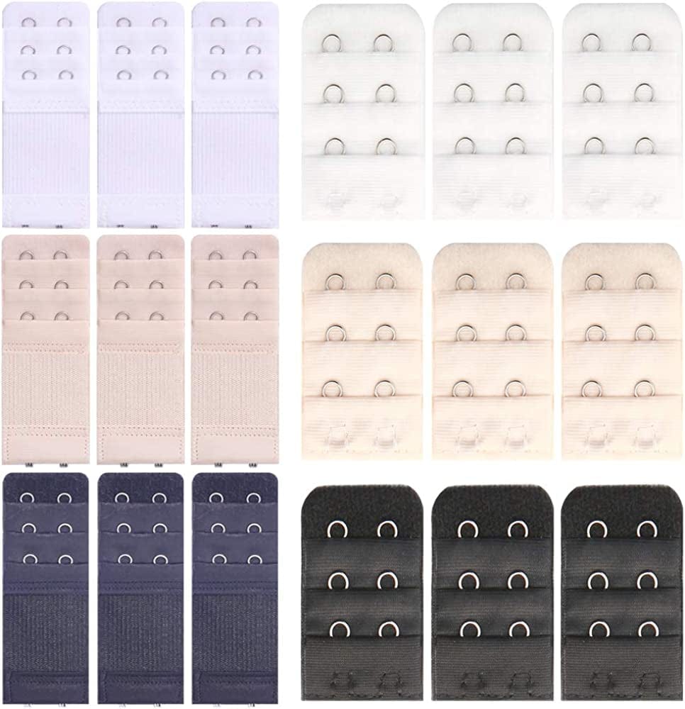 6 Pcs Women'S Bra Extender 2 Hooks/ 3 Hooks/ 4 Hooks Elastic Bra Extension Strap, Bra Lingerie Extenders, White/Black/Beige 2hooks-0018