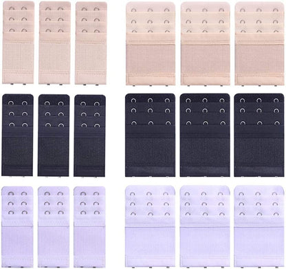 6 Pcs Women'S Bra Extender 2 Hooks/ 3 Hooks/ 4 Hooks Elastic Bra Extension Strap, Bra Lingerie Extenders, White/Black/Beige Color3-18/2+3 Hook