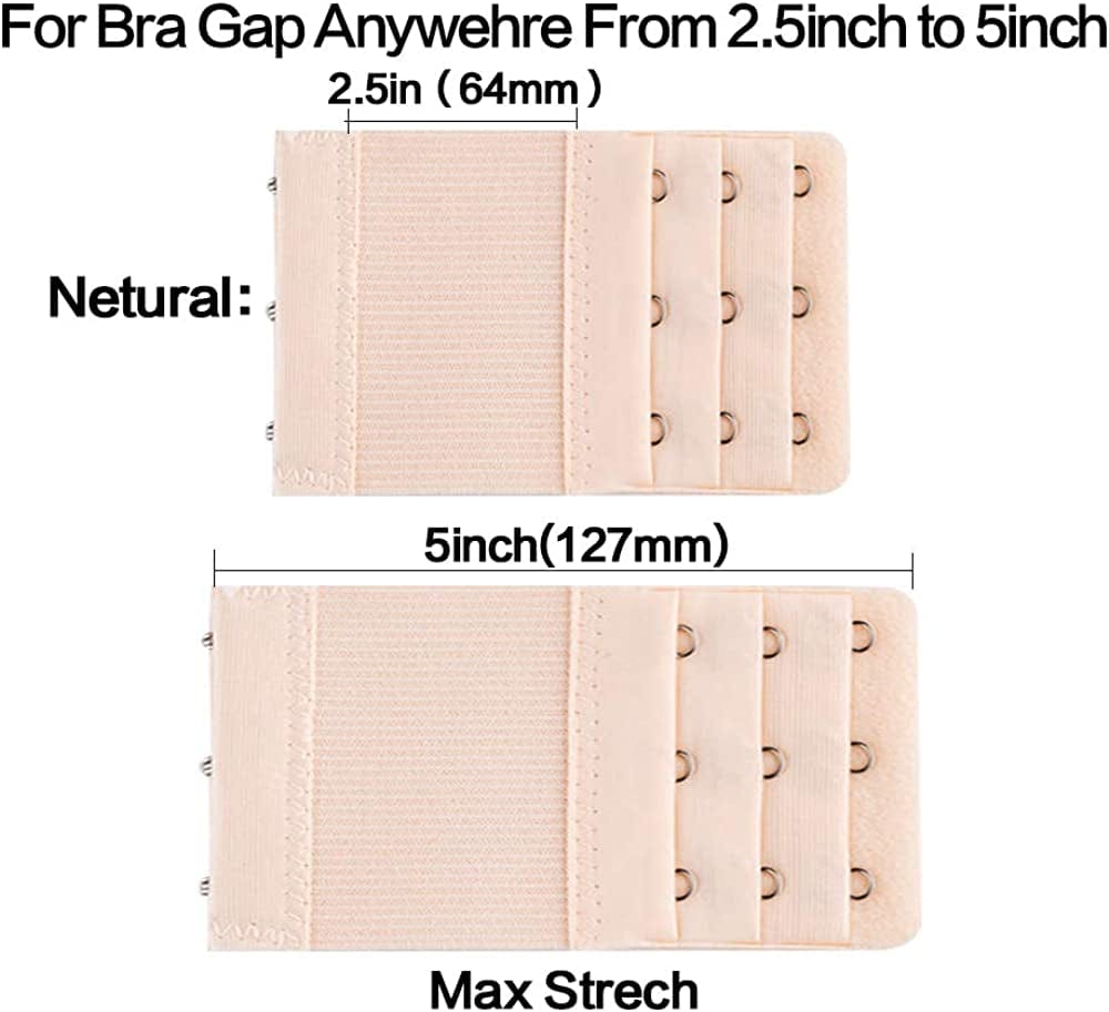6 Pcs Women'S Bra Extender 2 Hooks/ 3 Hooks/ 4 Hooks Elastic Bra Extension Strap, Bra Lingerie Extenders, White/Black/Beige