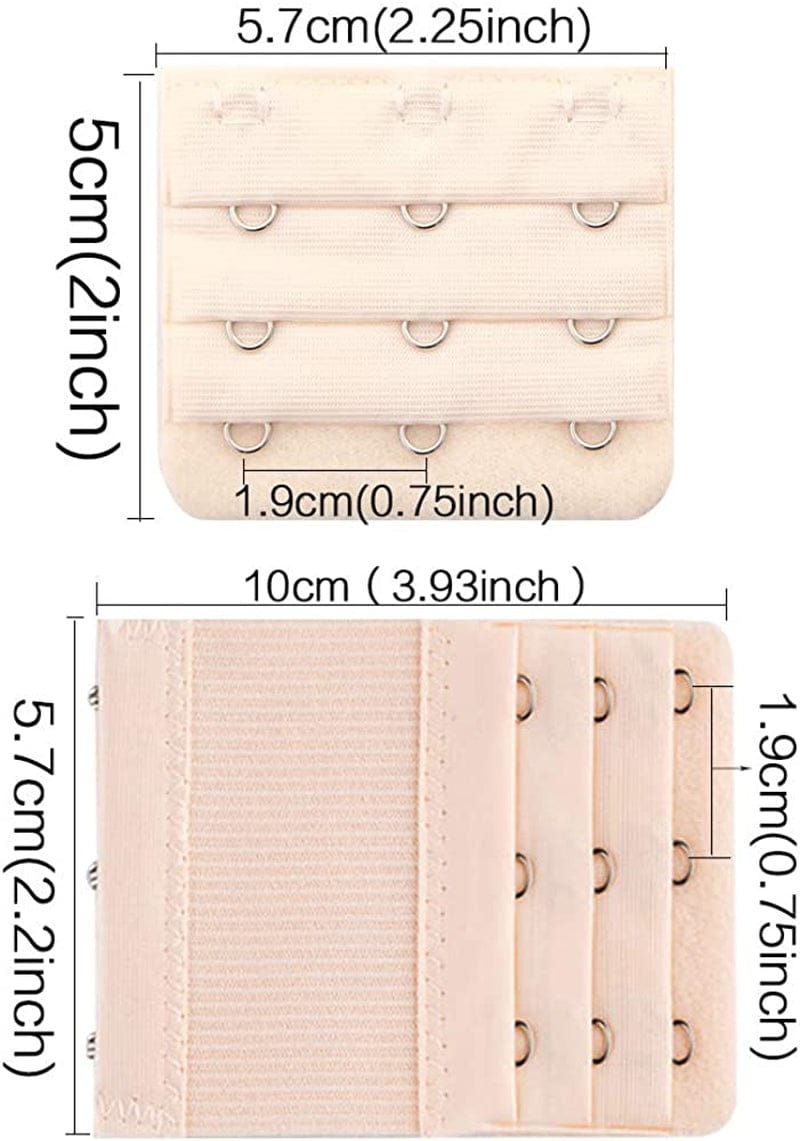 6 Pcs Women'S Bra Extender 2 Hooks/ 3 Hooks/ 4 Hooks Elastic Bra Extension Strap, Bra Lingerie Extenders, White/Black/Beige