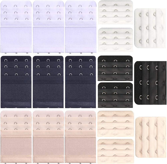 6 Pcs Women'S Bra Extender 2 Hooks/ 3 Hooks/ 4 Hooks Elastic Bra Extension Strap, Bra Lingerie Extenders, White/Black/Beige 3hooks-0018