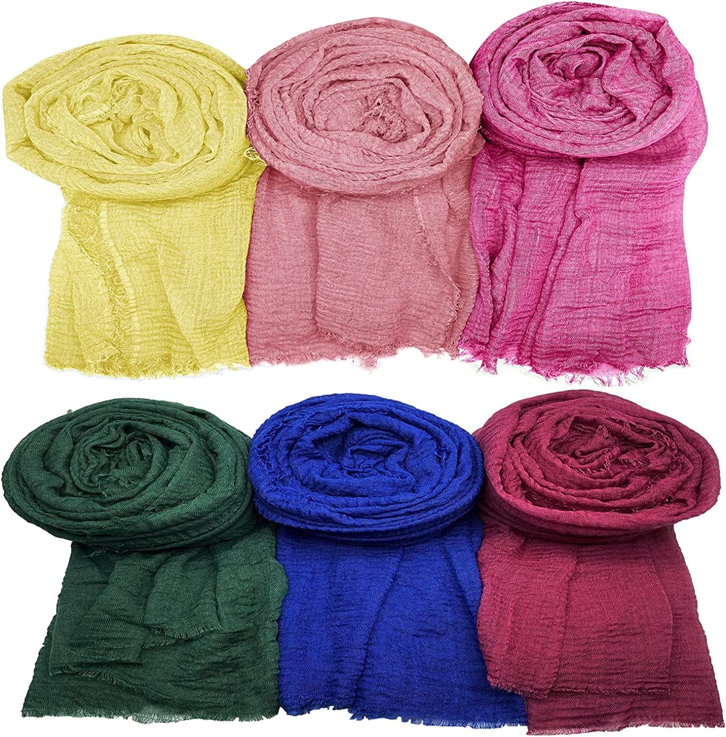 6 PCS Women Scarf Shawl Cotton Hemp for All Season Scarve Wrap Head Scarve, Mixed Color Apparel & Accessories > Clothing Accessories > Scarves & Shawls Axe Sickle Rose Red Pink Yellow Purple Royal Blue Olive Green Large 