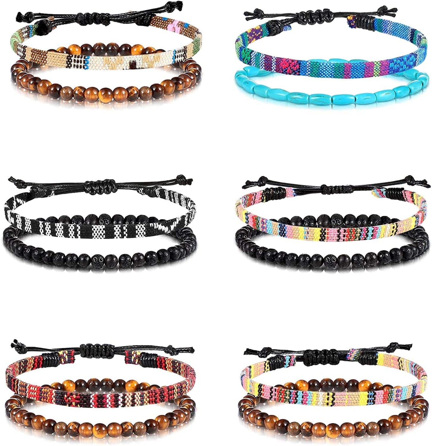 6 Pieces Ankle Bracelet Adjustable Boho Surfer Anklet Bracelet Thin Rope Unisex Handmade Beach Anklet Boho Colorful Ankle Bracelet Bohemia Anklet Chain Jewelry Festival Accessories Apparel & Accessories > Jewelry > Anklets Jadive Retro Style  