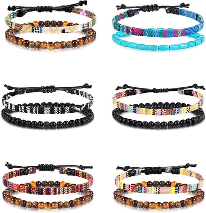 6 Pieces Ankle Bracelet Adjustable Boho Surfer Anklet Bracelet Thin Rope Unisex Handmade Beach Anklet Boho Colorful Ankle Bracelet Bohemia Anklet Chain Jewelry Festival Accessories Apparel & Accessories > Jewelry > Anklets Jadive Retro Style  