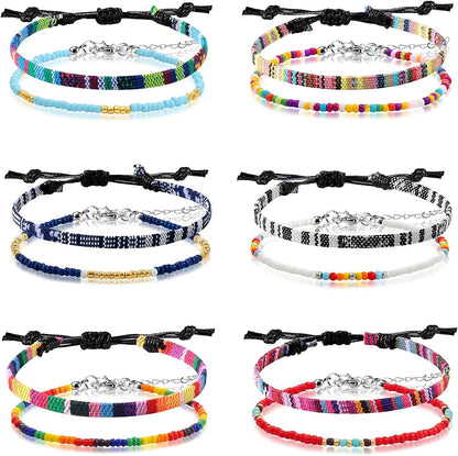 6 Pieces Ankle Bracelet Adjustable Boho Surfer Anklet Bracelet Thin Rope Unisex Handmade Beach Anklet Boho Colorful Ankle Bracelet Bohemia Anklet Chain Jewelry Festival Accessories Apparel & Accessories > Jewelry > Anklets Jadive Vivid Style  