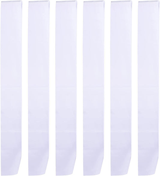 6 Pieces Blank Satin Sash White Pageants Sash Blank Satin Sash Plain Sashes for DIY, Wedding, Hen Party, Beauty Pageant Graduation Party Decorations Apparel & Accessories > Clothing Accessories > Sashes BBTO   