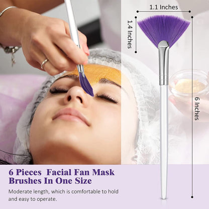 6 Pieces Fan Mask Brushes Soft Fan Facial Mask Applicator Tools Brush Makeup Brushes Cosmetic Tools with Handle for Peel Mask Makeup Women Girls (Purple Hair) Health & Beauty > Personal Care > Cosmetics > Cosmetic Tools > Makeup Tools Maitys   