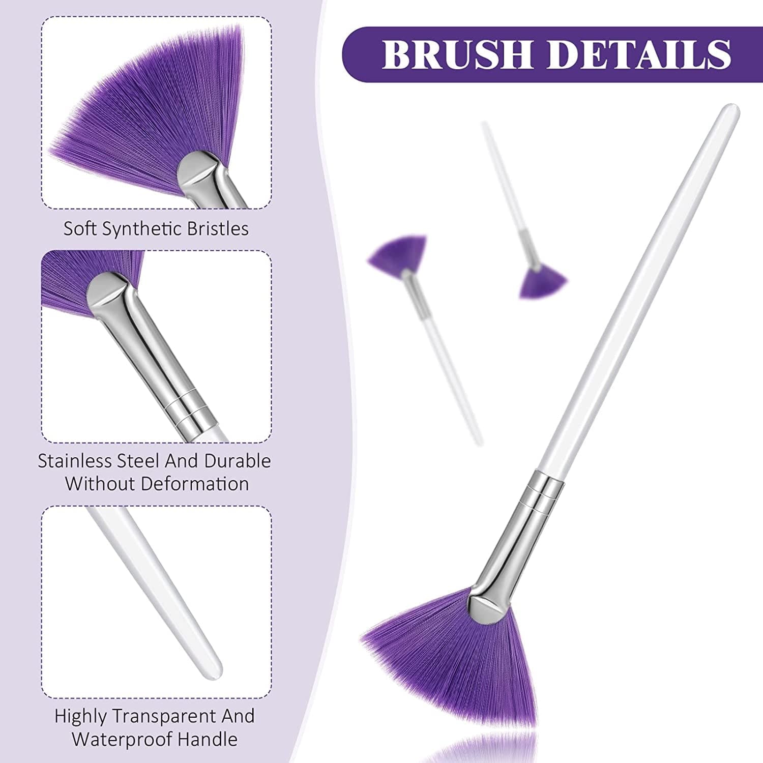 6 Pieces Fan Mask Brushes Soft Fan Facial Mask Applicator Tools Brush Makeup Brushes Cosmetic Tools with Handle for Peel Mask Makeup Women Girls (Purple Hair) Health & Beauty > Personal Care > Cosmetics > Cosmetic Tools > Makeup Tools Maitys   