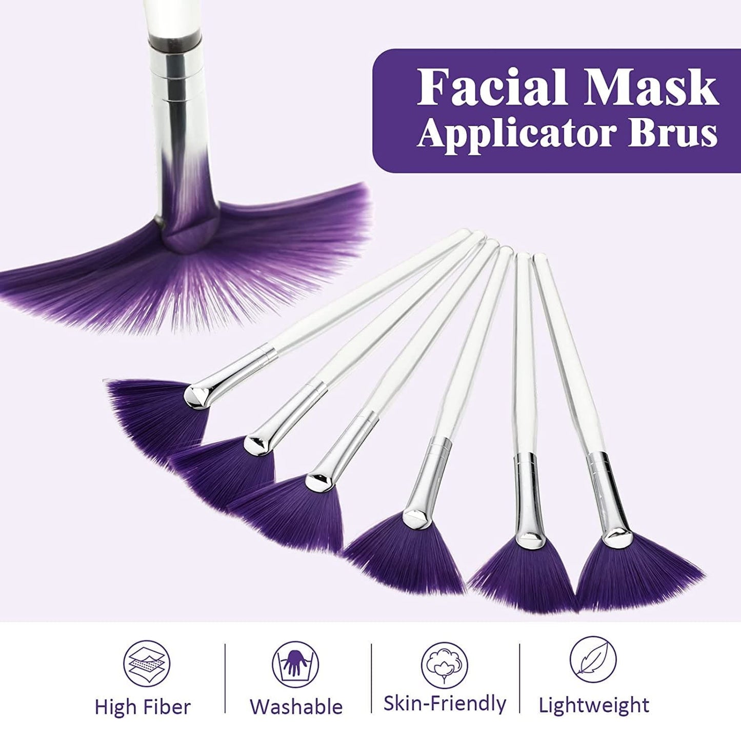 6 Pieces Fan Mask Brushes Soft Fan Facial Mask Applicator Tools Brush Makeup Brushes Cosmetic Tools with Handle for Peel Mask Makeup Women Girls (Purple Hair) Health & Beauty > Personal Care > Cosmetics > Cosmetic Tools > Makeup Tools Maitys   