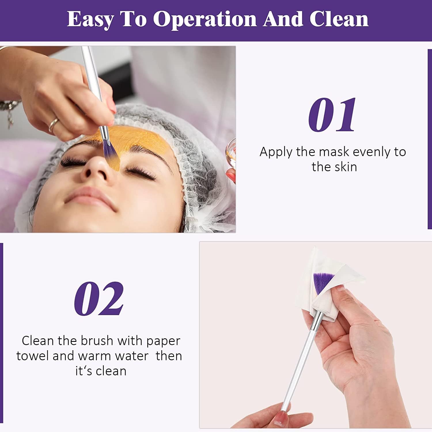 6 Pieces Fan Mask Brushes Soft Fan Facial Mask Applicator Tools Brush Makeup Brushes Cosmetic Tools with Handle for Peel Mask Makeup Women Girls (Purple Hair) Health & Beauty > Personal Care > Cosmetics > Cosmetic Tools > Makeup Tools Maitys   