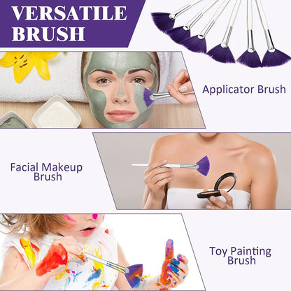 6 Pieces Fan Mask Brushes Soft Fan Facial Mask Applicator Tools Brush Makeup Brushes Cosmetic Tools with Handle for Peel Mask Makeup Women Girls (Purple Hair) Health & Beauty > Personal Care > Cosmetics > Cosmetic Tools > Makeup Tools Maitys   