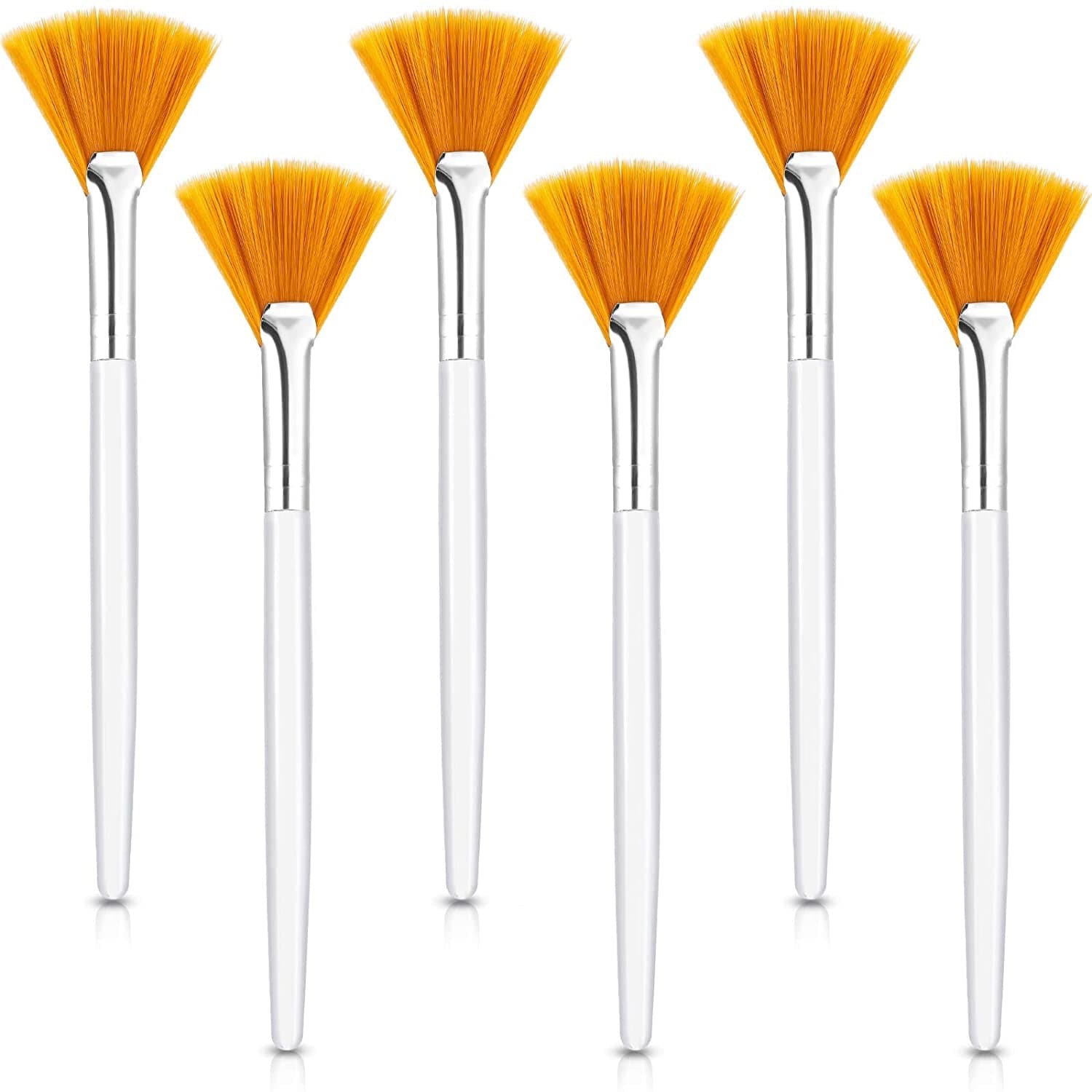 6 Pieces Fan Mask Brushes Soft Fan Facial Mask Applicator Tools Brush Makeup Brushes Cosmetic Tools with Handle for Peel Mask Makeup Women Girls (Purple Hair) Health & Beauty > Personal Care > Cosmetics > Cosmetic Tools > Makeup Tools Maitys Gold Hair  