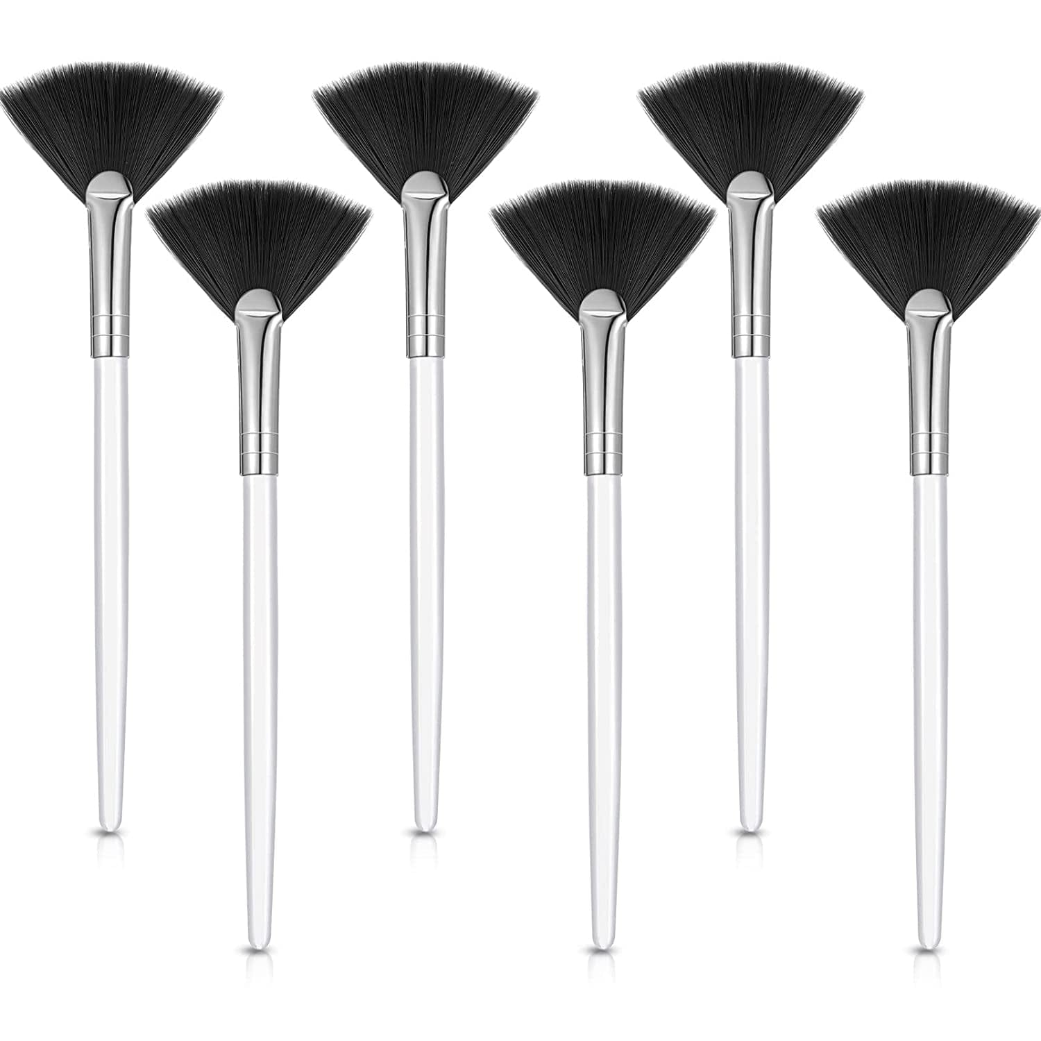 6 Pieces Fan Mask Brushes Soft Fan Facial Mask Applicator Tools Brush Makeup Brushes Cosmetic Tools with Handle for Peel Mask Makeup Women Girls (Purple Hair) Health & Beauty > Personal Care > Cosmetics > Cosmetic Tools > Makeup Tools Maitys Black Hair  