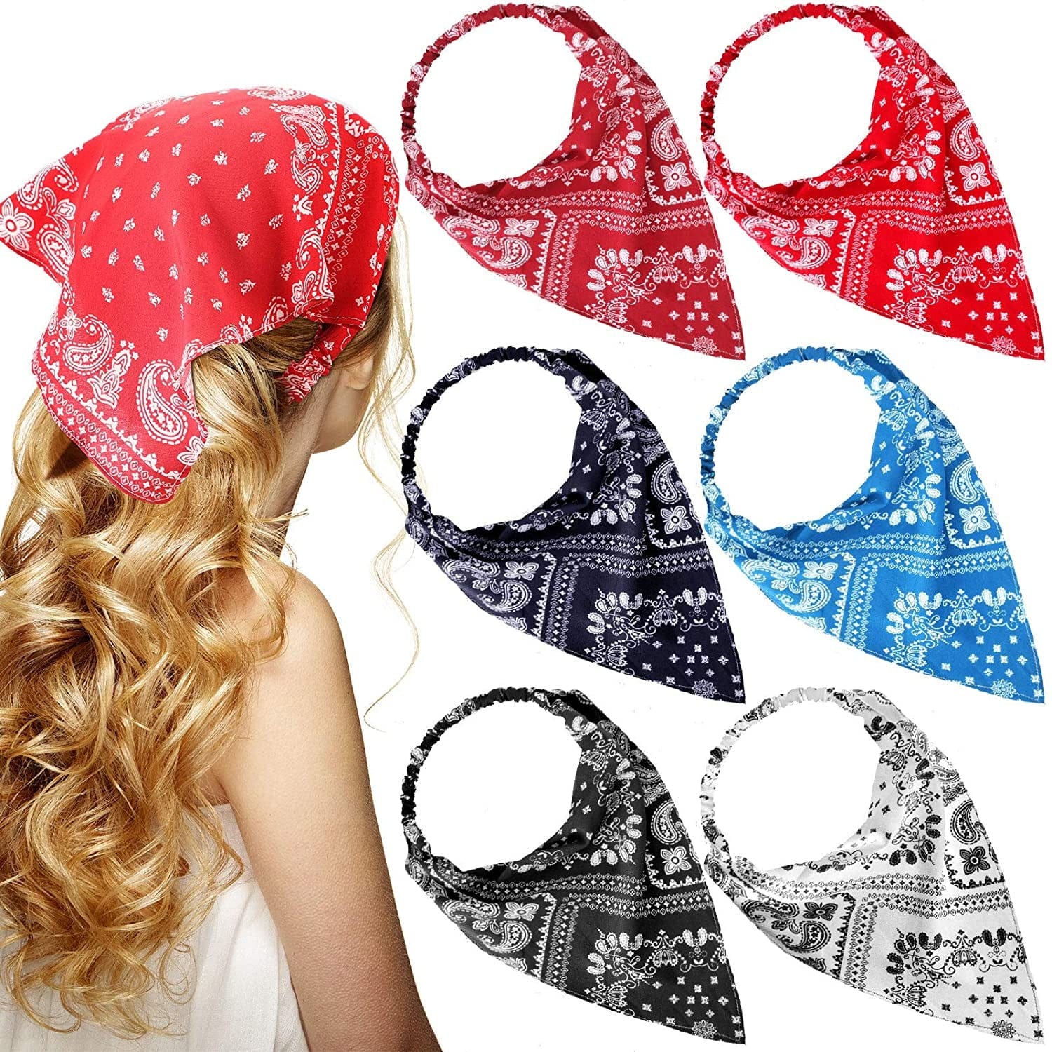 6 Pieces Floral Elastic Hair Bandanas Scarf Headband Chiffon Head Kerchief Floral Printed Turban Boho Headbands Hair Bandanas with Hair Clips for Women Girls Hair Accessories (Classic Floral Patterns) Apparel & Accessories > Clothing Accessories > Bandanas & Headties Syhood Vintage Floral Patterns  