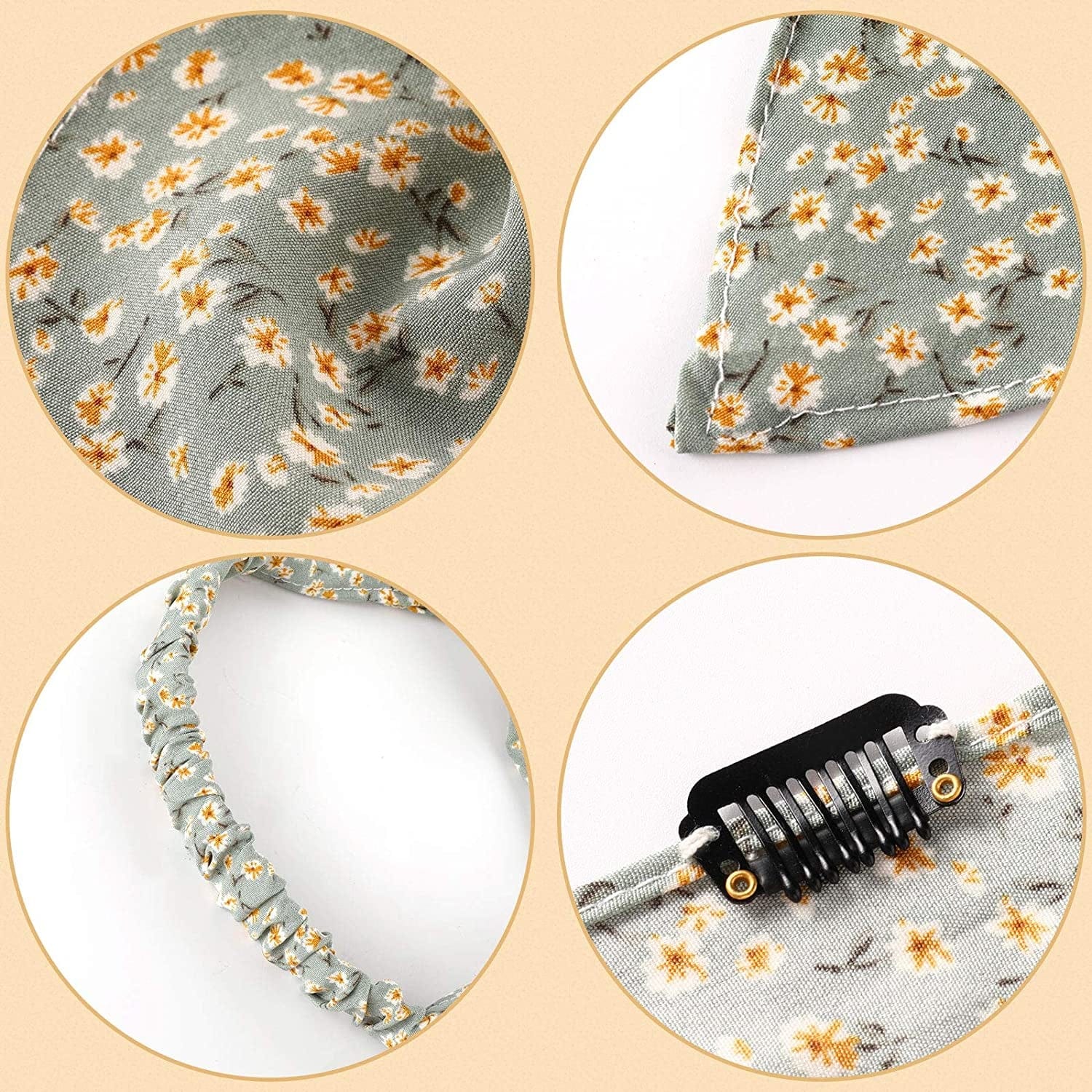 6 Pieces Floral Elastic Hair Bandanas Scarf Headband Chiffon Head Kerchief Floral Printed Turban Boho Headbands Hair Bandanas with Hair Clips for Women Girls Hair Accessories (Classic Floral Patterns) Apparel & Accessories > Clothing Accessories > Bandanas & Headties Syhood   