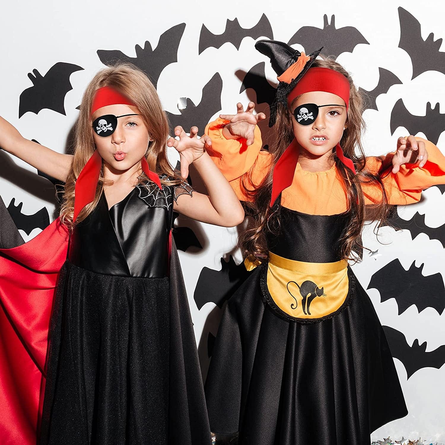 6 Pieces Halloween Pirate Party Favor Supplies, Pirate Accessories Include 3 Red Tie Headband Pirate Head Bandana 3 Black Pirate Eye Patches Skull Crossbone Captain Eye Covers for Woman Apparel & Accessories > Clothing Accessories > Bandanas & Headties Frienda   