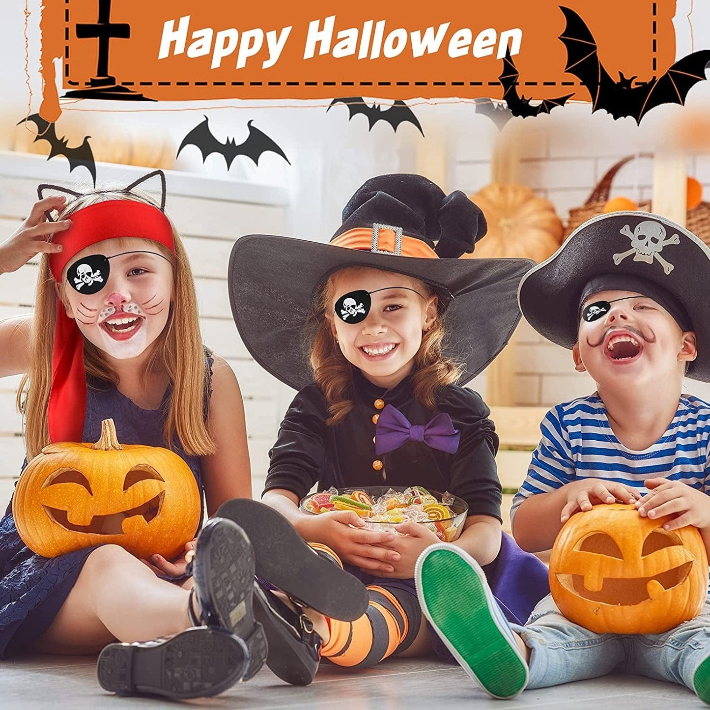 6 Pieces Halloween Pirate Party Favor Supplies, Pirate Accessories Include 3 Red Tie Headband Pirate Head Bandana 3 Black Pirate Eye Patches Skull Crossbone Captain Eye Covers for Woman Apparel & Accessories > Clothing Accessories > Bandanas & Headties Frienda   