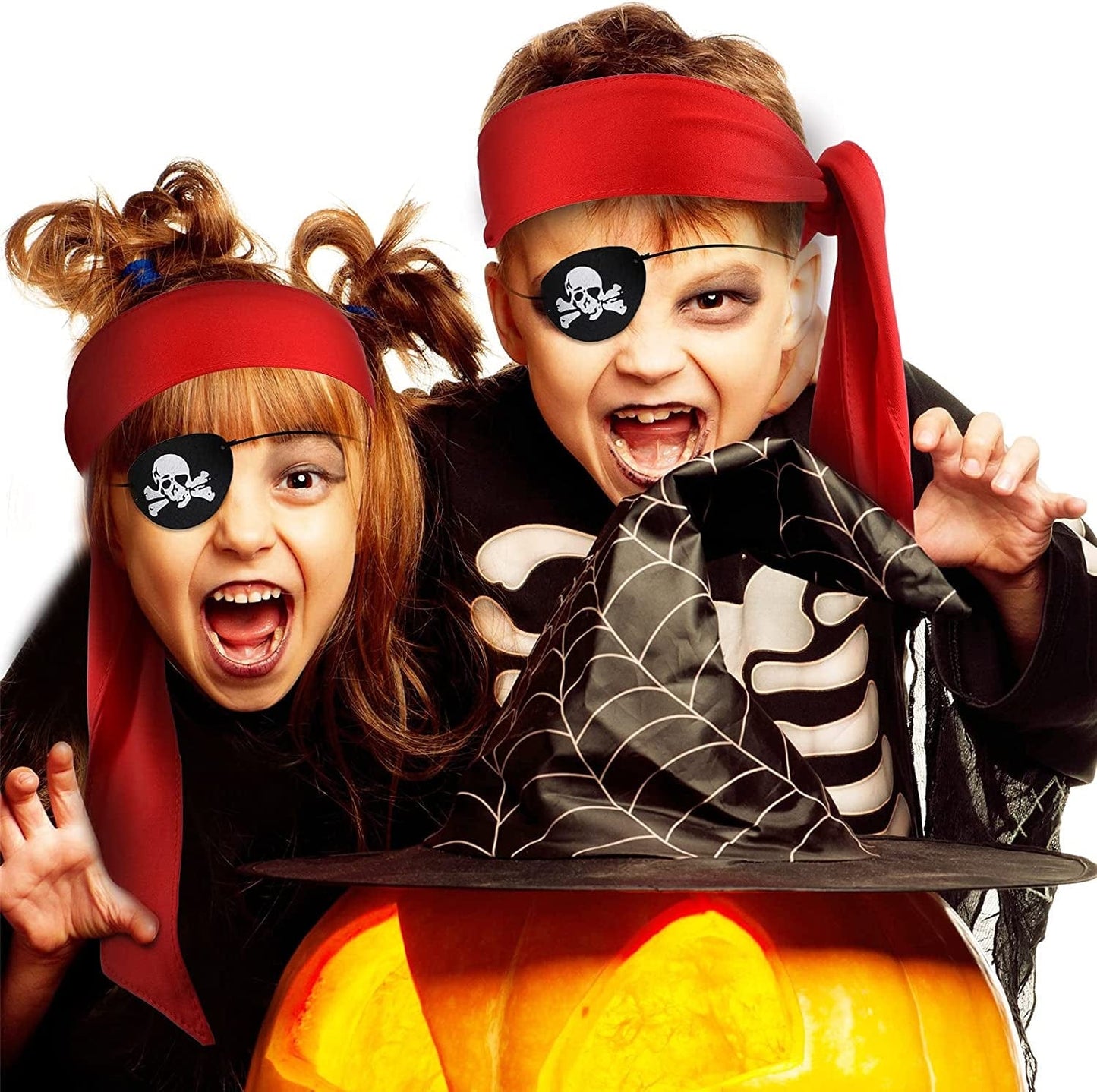 6 Pieces Halloween Pirate Party Favor Supplies, Pirate Accessories Include 3 Red Tie Headband Pirate Head Bandana 3 Black Pirate Eye Patches Skull Crossbone Captain Eye Covers for Woman Apparel & Accessories > Clothing Accessories > Bandanas & Headties Frienda   