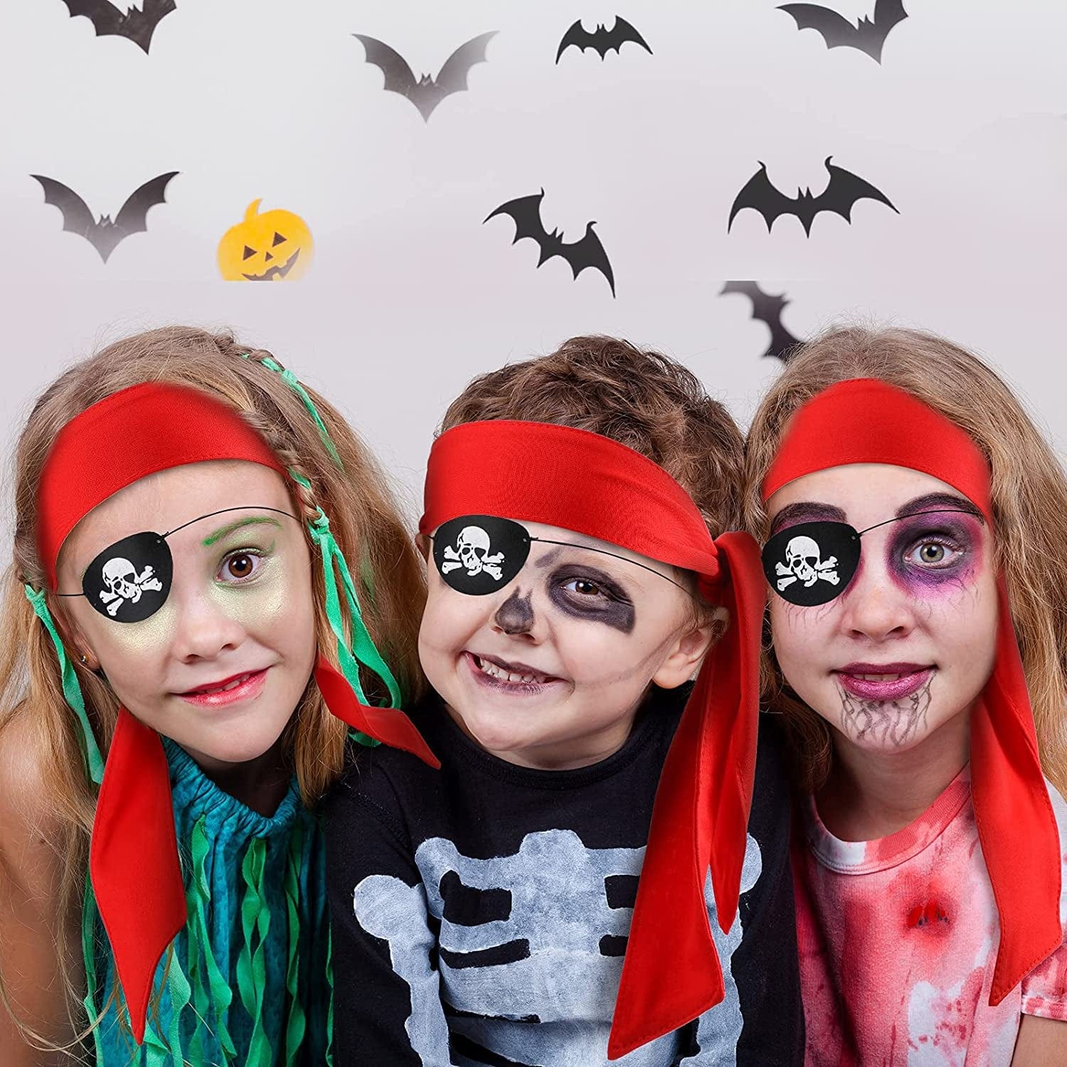 6 Pieces Halloween Pirate Party Favor Supplies, Pirate Accessories Include 3 Red Tie Headband Pirate Head Bandana 3 Black Pirate Eye Patches Skull Crossbone Captain Eye Covers for Woman Apparel & Accessories > Clothing Accessories > Bandanas & Headties Frienda   