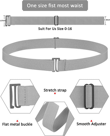 6 Pieces Invisible Belts No Show Women'S Stretch Belt Adjustable Elastic Belts with Flat Buckle for Jeans Pants Dresses Apparel & Accessories > Clothing Accessories > Belts SATINIOR   