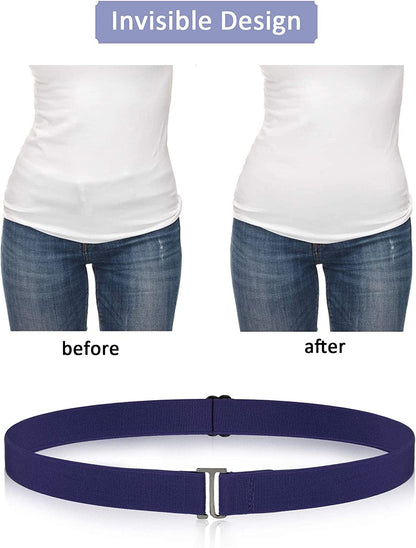 6 Pieces Invisible Belts No Show Women'S Stretch Belt Adjustable Elastic Belts with Flat Buckle for Jeans Pants Dresses Apparel & Accessories > Clothing Accessories > Belts SATINIOR   
