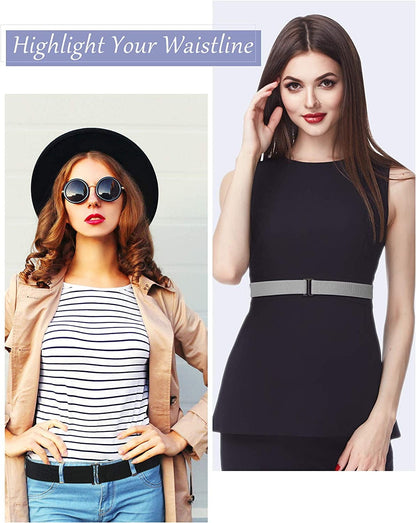 6 Pieces Invisible Belts No Show Women'S Stretch Belt Adjustable Elastic Belts with Flat Buckle for Jeans Pants Dresses Apparel & Accessories > Clothing Accessories > Belts SATINIOR   
