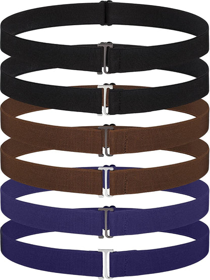 6 Pieces Invisible Belts No Show Women'S Stretch Belt Adjustable Elastic Belts with Flat Buckle for Jeans Pants Dresses Apparel & Accessories > Clothing Accessories > Belts SATINIOR Classic Flat Buckle Metal 
