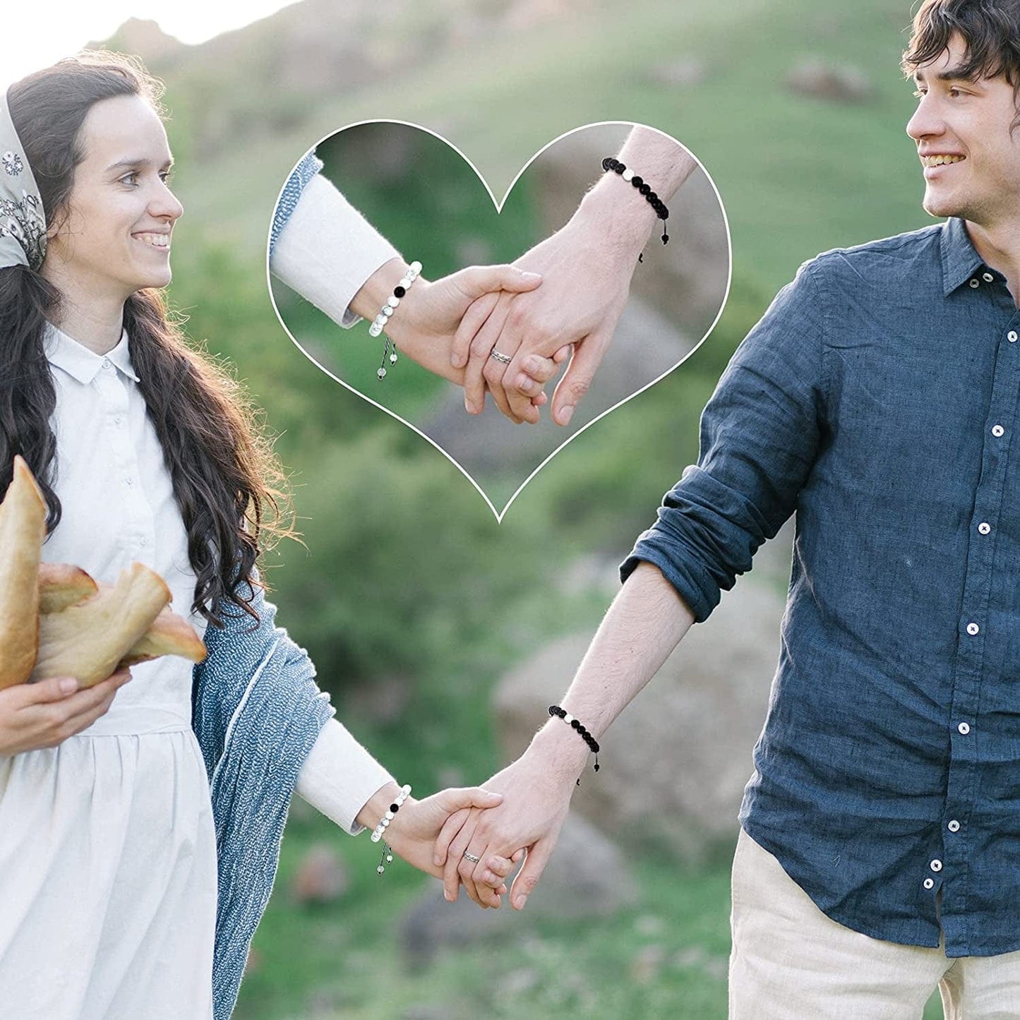 6 Pieces Matching Yin Yang Friend Couple Bracelets with Necklace Set, Adjustable Waterproof Handmade Cord Relationship Bracelets for Friendship Boyfriend Girlfriend Apparel & Accessories > Jewelry > Bracelets Yaomiao   