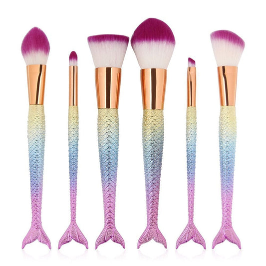 6 Pieces Mermaid Makeup Brush Set Lovely Makeup Brush Kit for Girls Portable Beauty Cosmetic Tools Women Cosmetic Concealer Brush Health & Beauty > Personal Care > Cosmetics > Cosmetic Tools > Makeup Tools L-way   