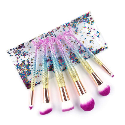 6 Pieces Mermaid Makeup Brush Set Lovely Makeup Brush Kit for Girls Portable Beauty Cosmetic Tools Women Cosmetic Concealer Brush Health & Beauty > Personal Care > Cosmetics > Cosmetic Tools > Makeup Tools L-way   