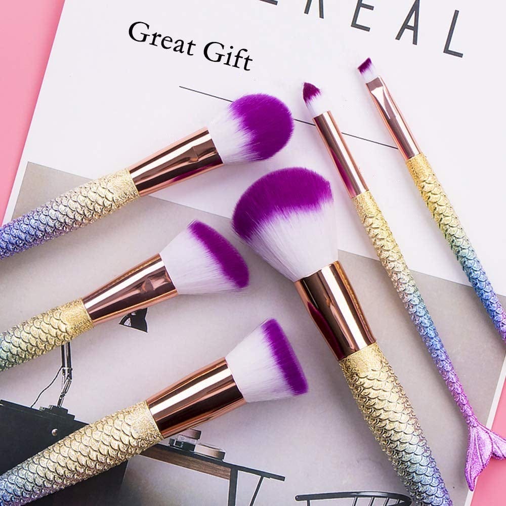 6 Pieces Mermaid Makeup Brush Set Lovely Makeup Brush Kit for Girls Portable Beauty Cosmetic Tools Women Cosmetic Concealer Brush Health & Beauty > Personal Care > Cosmetics > Cosmetic Tools > Makeup Tools L-way   